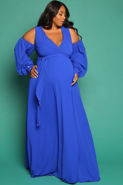 Formal Royal Blue maternity Plus size baby shower dress, – Chic Club