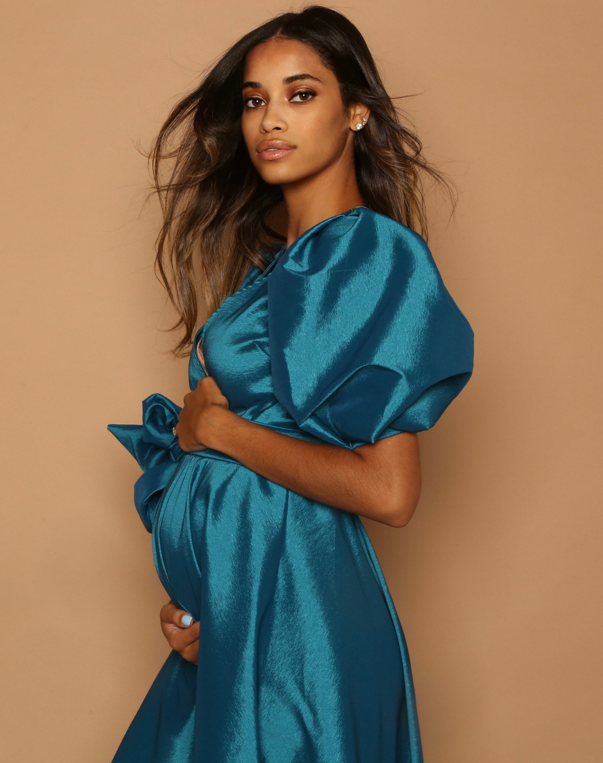 Teal Blue Princess Maternity Gown, for Baby shower & Pregnancy Photos Small / Royal Blue Teal Blue Princess Maternity Gown, for Baby shower & Pregnancy Photos Small / Royal Blue