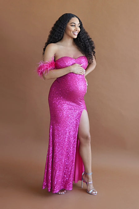 Isabella Maternity Gown - Mauve Pink