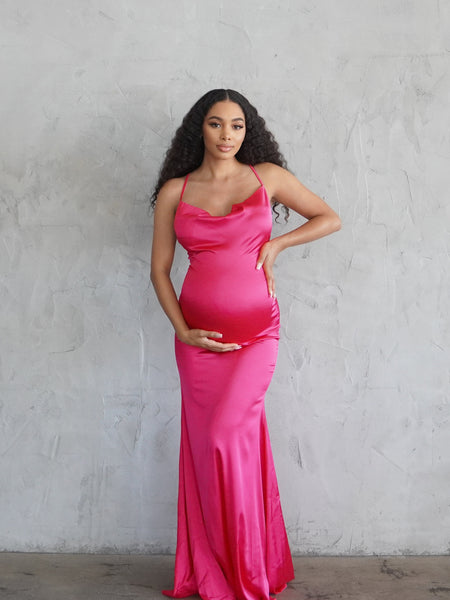 Isabella Maternity Gown - Mauve Pink