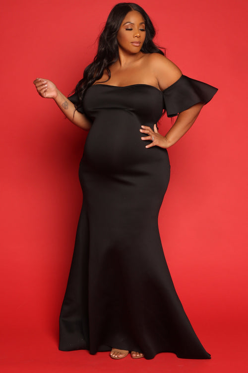 Black Maternity Plus Size Gown