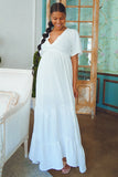 White boho style maternity Dress