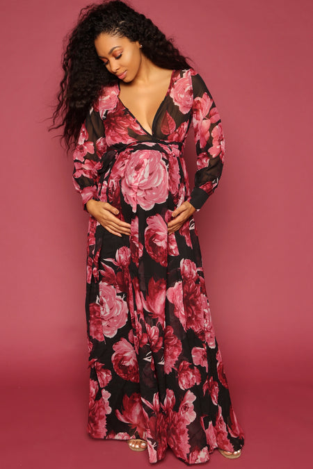 Blossom Tulle Red Maternity Robe