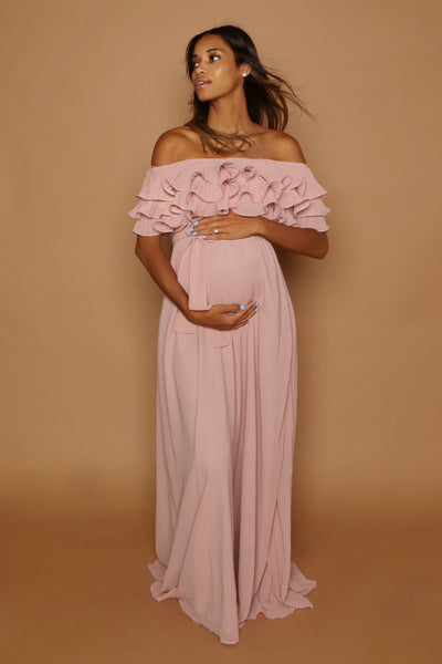 pink bohemian baby shower gown