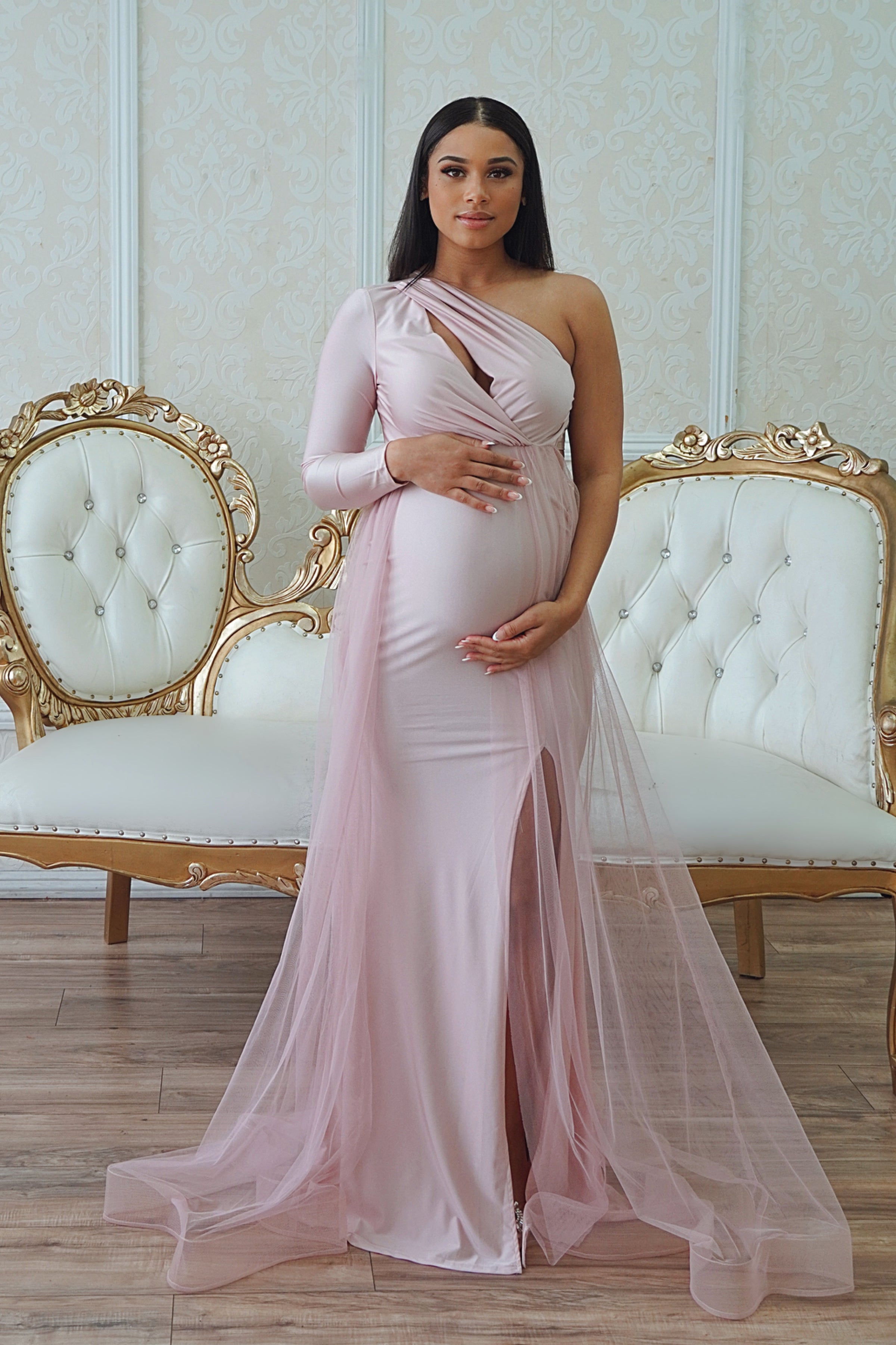 pink gold maternity dress Maternity Gown Pink And Gold Baby Shower Dress Pink Maternity Baby Shower Dresses For Mom To