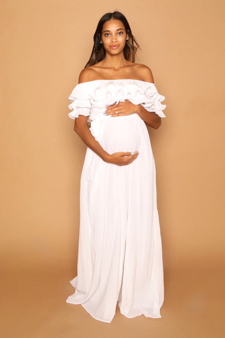 Sadie Lace Maternity Dress - Cream