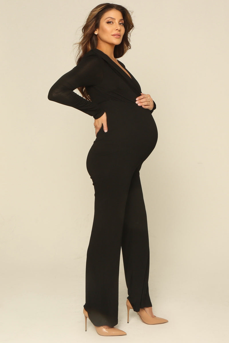 Black sexy Maternity Jumpsuit, Pregnant wedding guest 