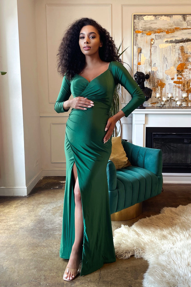 Green Bardot Maternity Dress, Off the Shoulder, Baby Shower, Pregnant Guest Medium / Green Green Bardot Maternity Dress, Off the Shoulder, Baby Shower, Pregnant Guest Medium / Green