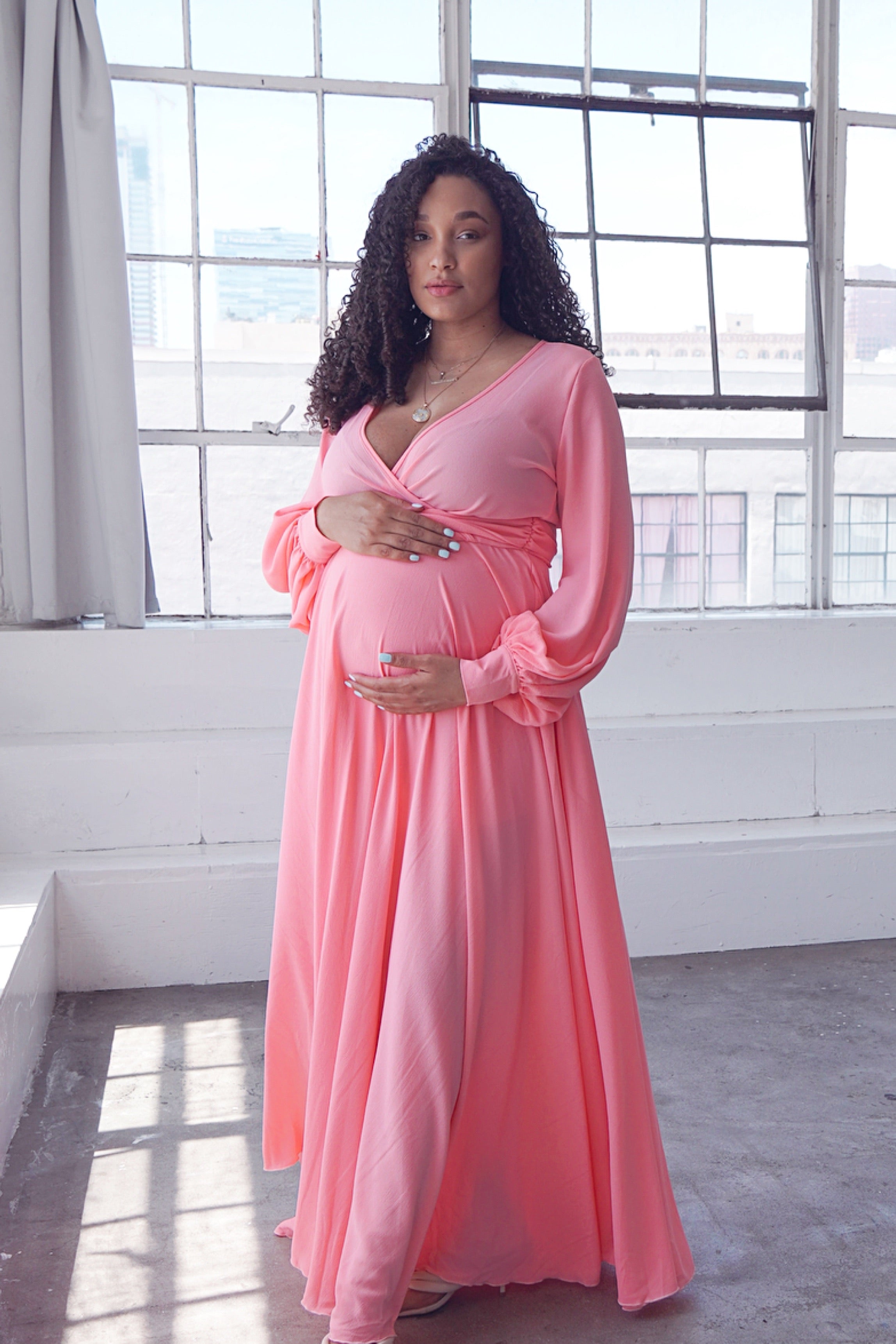 Kimberly Maternity Wrap Dress - Pink