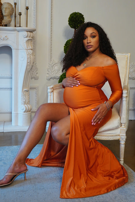 Satin Rose Maternity Gown