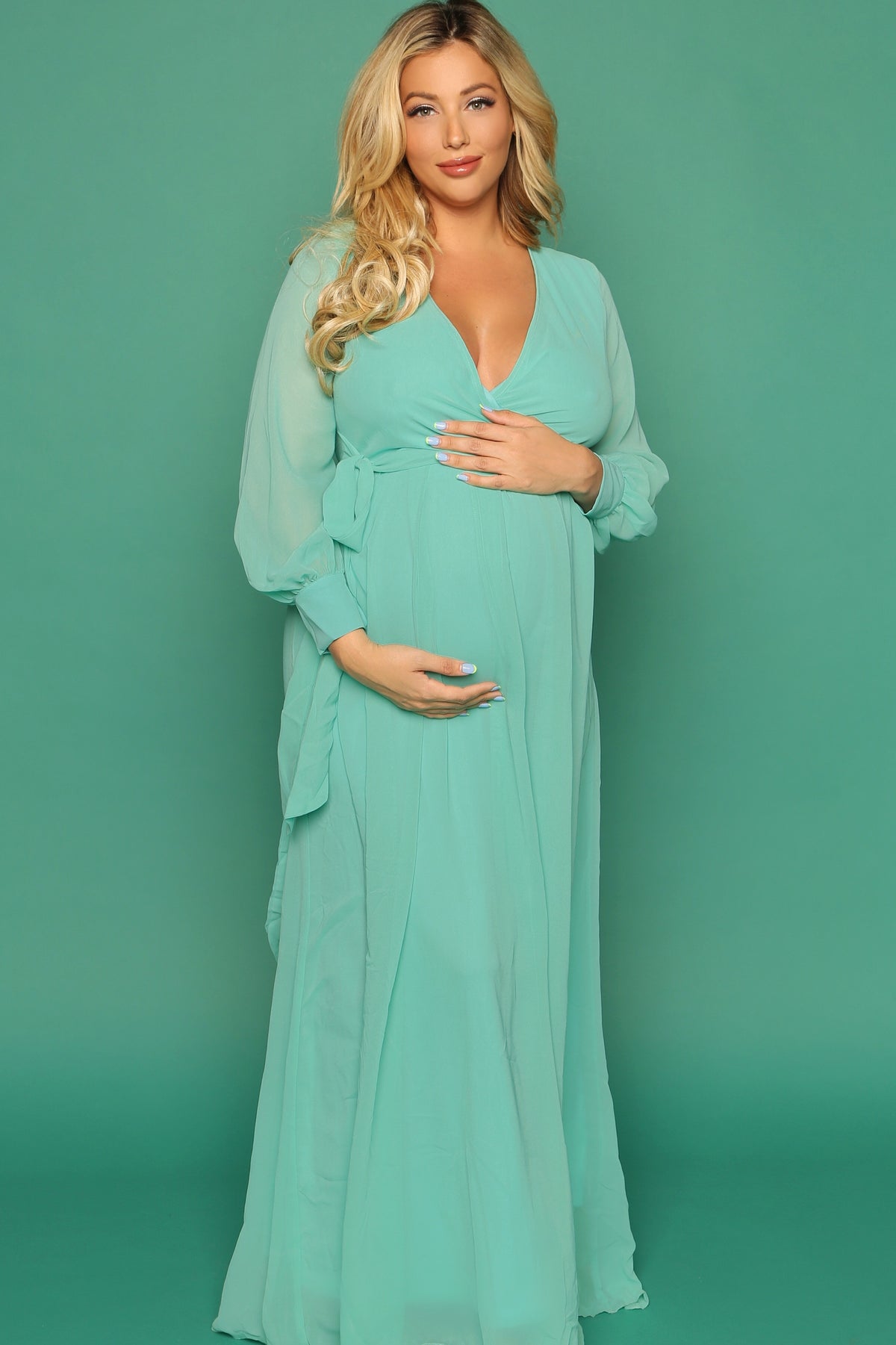 Mint Green maternity wrap dress 