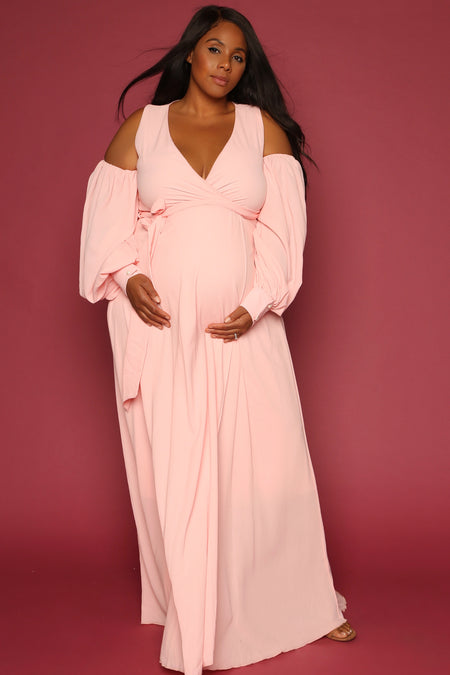 Kimberly Maternity Wrap Dress - Pink