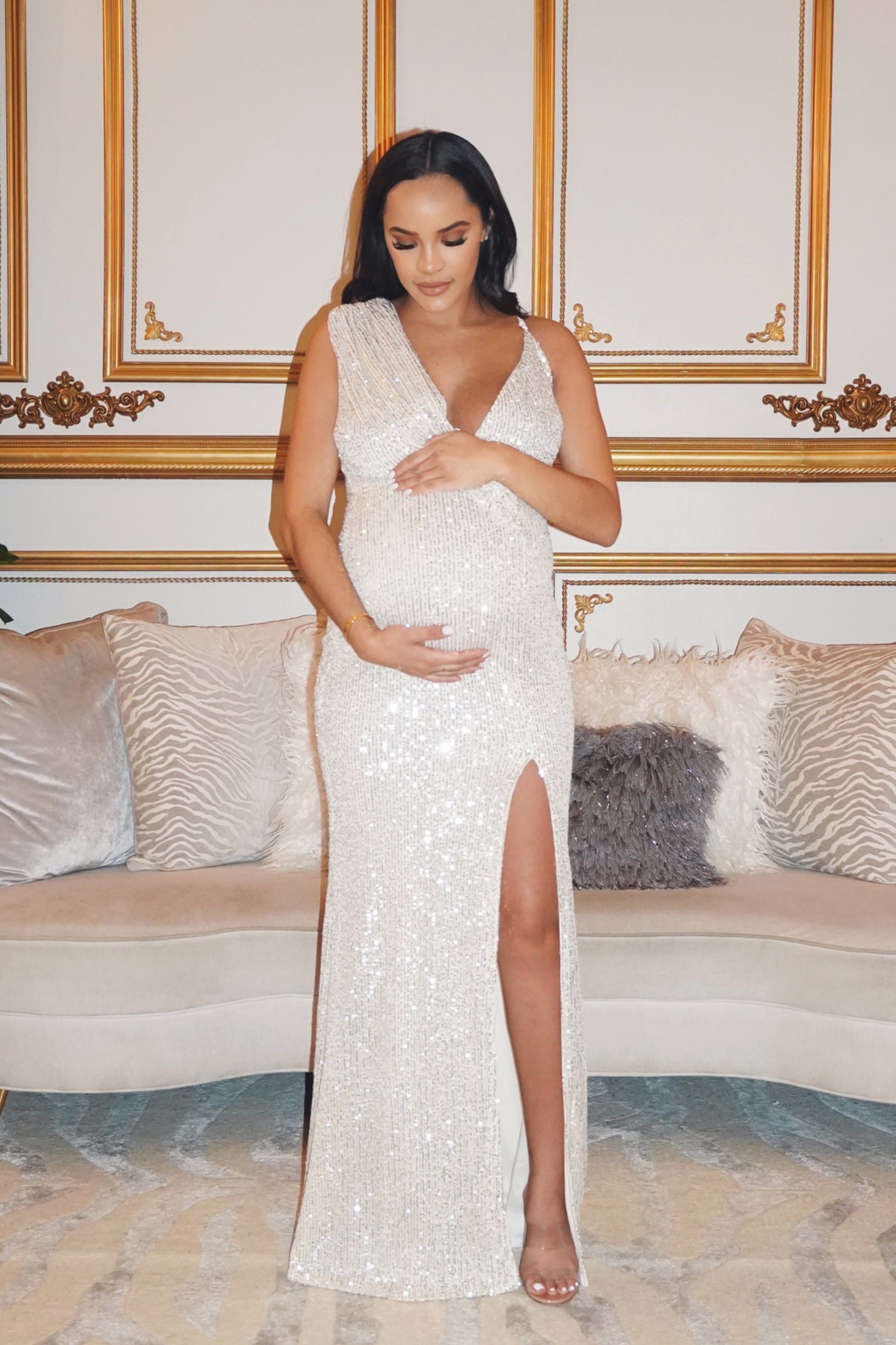 Baby Shower Dress Long Sleeve Sequin Maternity Dress Sparkle Sequin Maternity Dress/Baby Shower Photo Shoot Baby Shower Dress Long Sleeve Sequin Maternity Dress Sparkle Sequin Maternity Dress/Baby Shower Photo Shoot