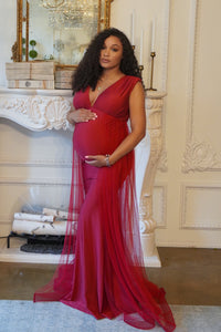Red Maternity evening Gown