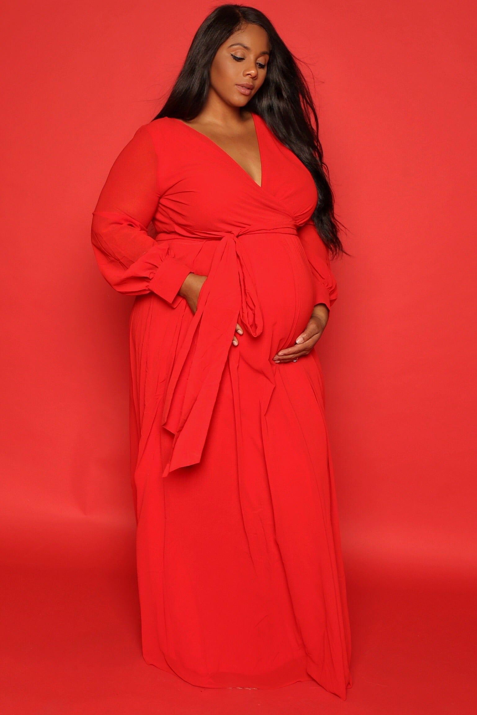 Royal Blue Maternity Wrap Gown, Baby shower Dress, Pregnant guest XL / Royal Blue Royal Blue Maternity Wrap Gown, Baby shower Dress, Pregnant guest XL / Royal Blue