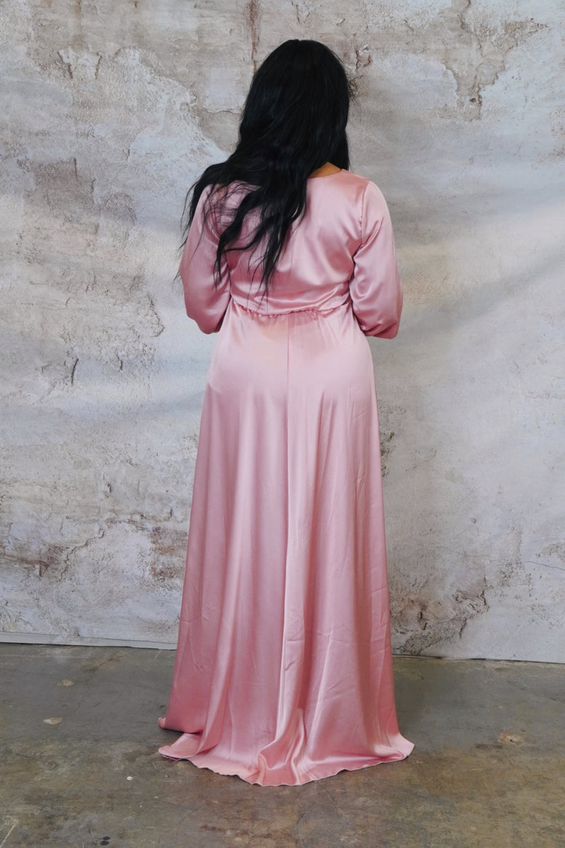 Gold Luxury Maternity Wrap Gown, Gender Reveal, Pregnant Guest, Baby Shower Large / Pink Gold Luxury Maternity Wrap Gown, Gender Reveal, Pregnant Guest, Baby Shower Large / Pink