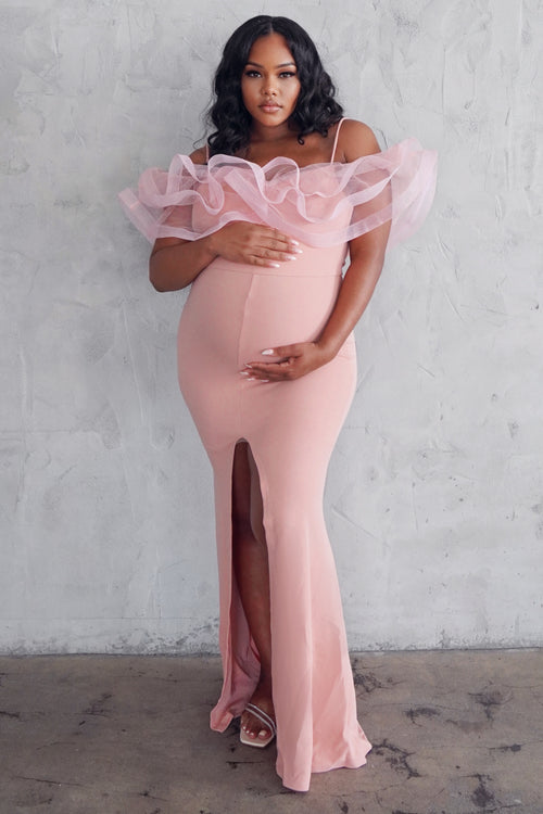 Pink Tulle Maternity gown for baby girl shower