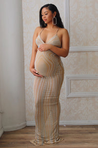 Elegant studded maternity dress