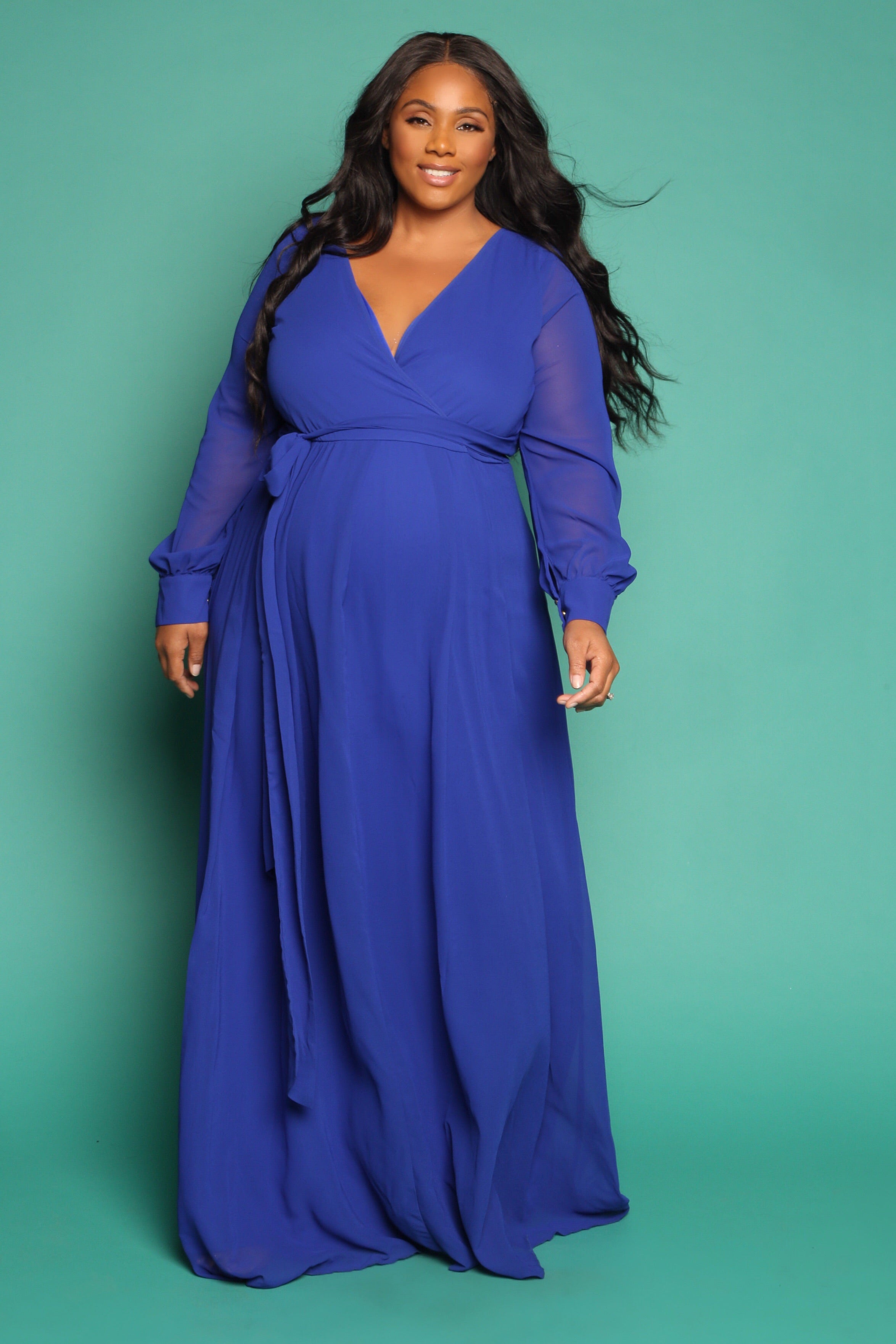 Royal Blue Maternity Wrap Gown, Baby shower Dress, Pregnant guest ...
