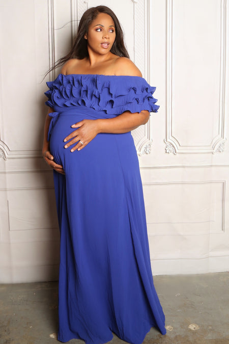 Kelly Satin Maternity Gown, Champagne