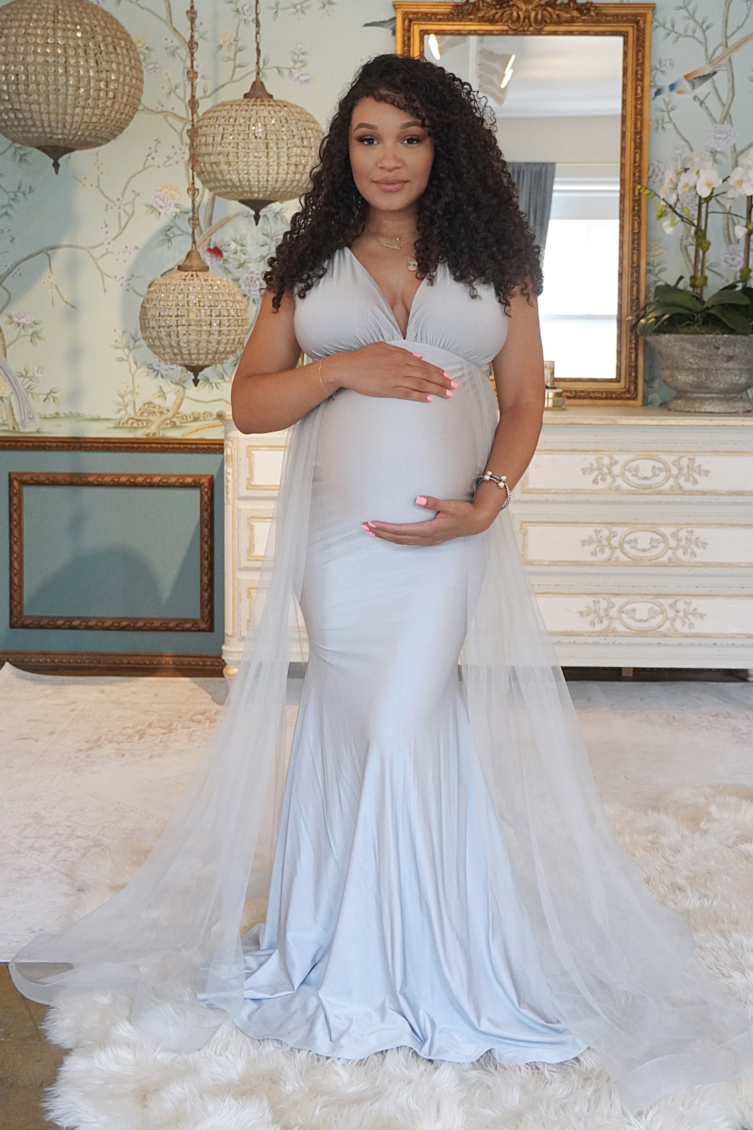Luxury Gold Maternity Gown, Pregnant Guest, Baby Shower, Gender Reveal Medium / Pink Luxury Gold Maternity Gown, Pregnant Guest, Baby Shower, Gender Reveal Medium / Pink