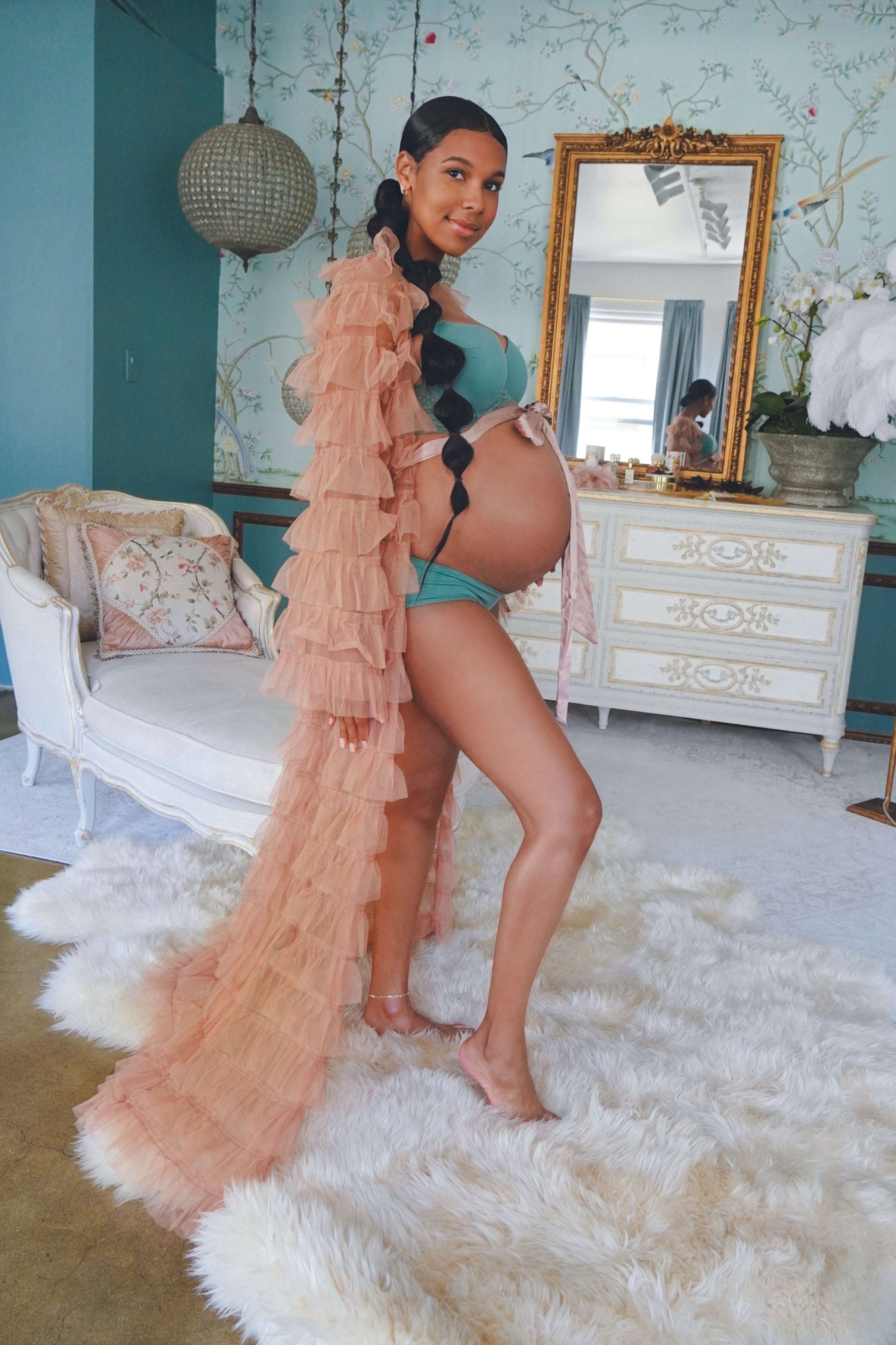 Tulle Maternity Dress, Caramel Maternity Robe for pregnancy photoshoot – Chic Bump Club Tulle Maternity Dress, Caramel Maternity Robe for pregnancy photoshoot – Chic Bump Club