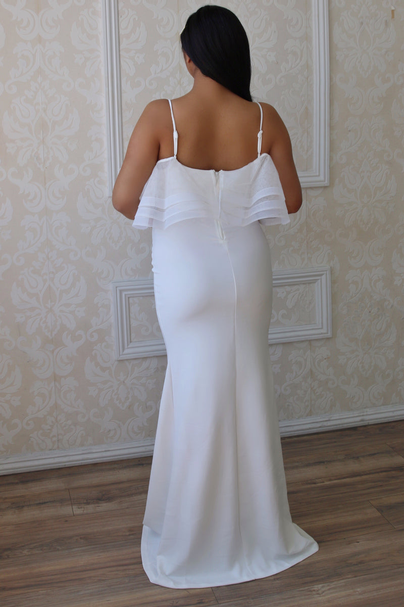 White Luxury Maternity Wear, Pregnant bride gown