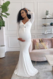 White boho style maternity Dress